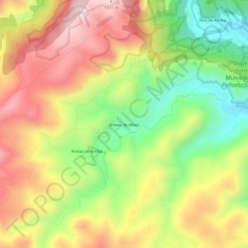 Topografische Karte Arteas de Abajo, Höhe, Relief