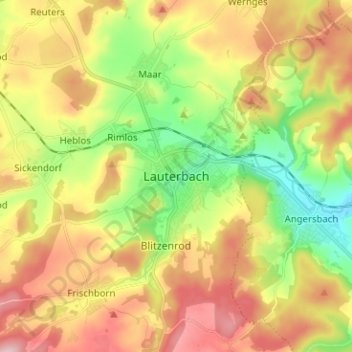 Topografische Karte Lauterbach (Hessen), Höhe, Relief