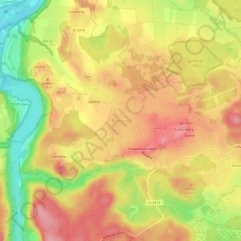 Topografische Karte Birkland, Höhe, Relief