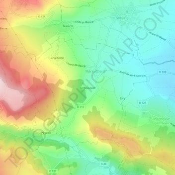 Topografische Karte Le Bousquet, Höhe, Relief