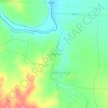 Topografische Karte Los Molinos, Höhe, Relief