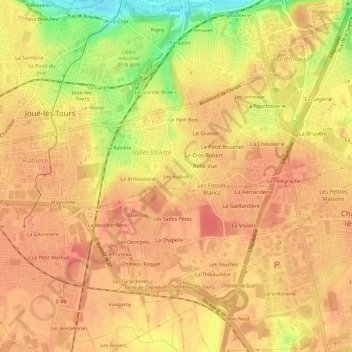 Topografische Karte Les Aubuis, Höhe, Relief