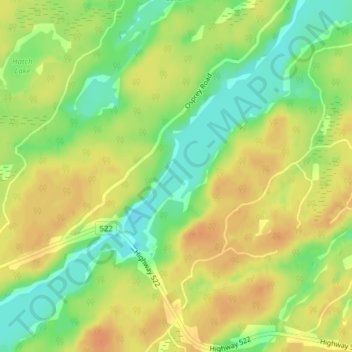 Topografische Karte Dollars Lake, Höhe, Relief