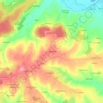 Topografische Karte La Mannetière, Höhe, Relief