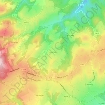 Topografische Karte Chamalet, Höhe, Relief