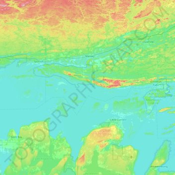 Topografische Karte Matheson Island, Höhe, Relief