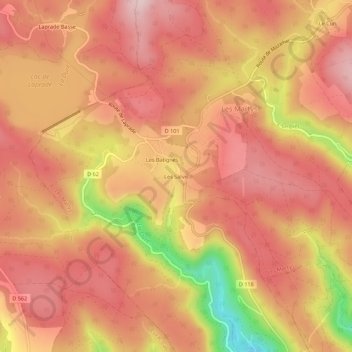 Topografische Karte Les Salvis, Höhe, Relief
