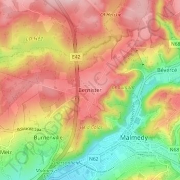 Topografische Karte Bernister, Höhe, Relief
