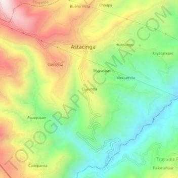 Topografische Karte Cuauhtla, Höhe, Relief