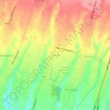 Topografische Karte Kukuh, Höhe, Relief