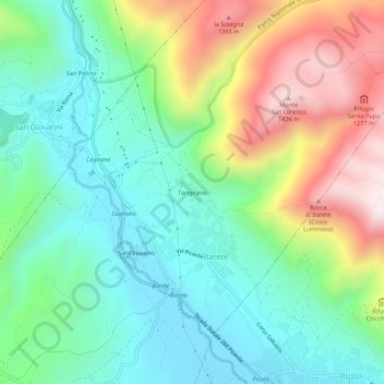 Topografische Karte Tarignano, Höhe, Relief