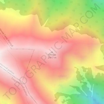Topografische Karte Обода, Höhe, Relief