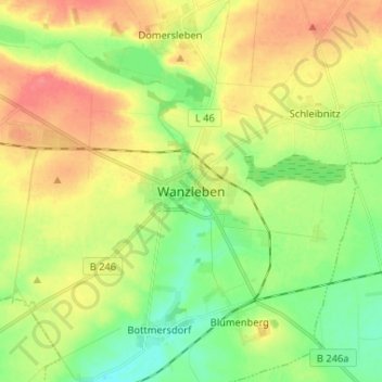 Topografische Karte Wanzleben, Höhe, Relief