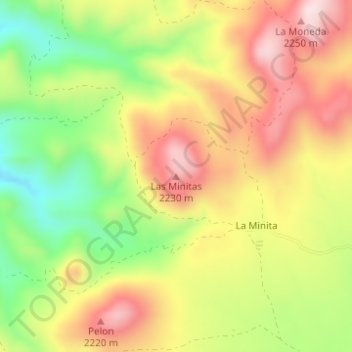 Topografische Karte Las Minitas, Höhe, Relief