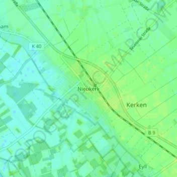 Topografische Karte Nieukerk, Höhe, Relief