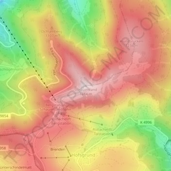 Topografische Karte Schauinsland, Höhe, Relief
