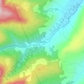 Topografische Karte Tigre Preto, Höhe, Relief