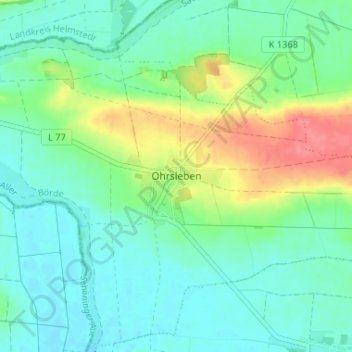 Topografische Karte Ohrsleben, Höhe, Relief