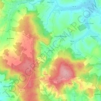 Topografische Karte Lerchen, Höhe, Relief