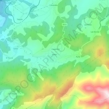 Topografische Karte Anleo, Höhe, Relief