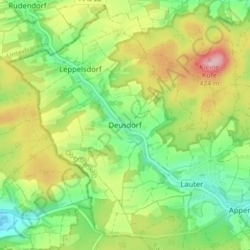 Topografische Karte Deusdorf, Höhe, Relief