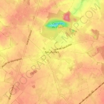 Topografische Karte Neufvilles, Höhe, Relief
