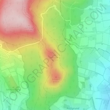 Topografische Karte Bensberg, Höhe, Relief