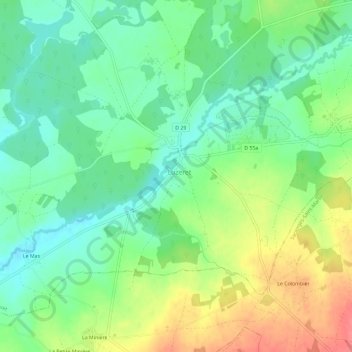 Topografische Karte La Rue Aubret, Höhe, Relief