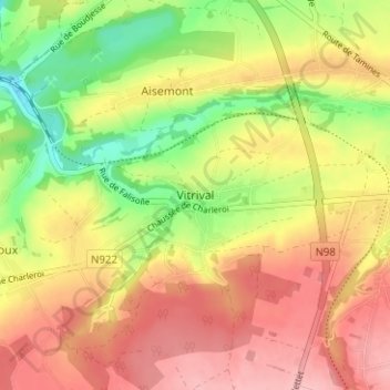 Topografische Karte Vitrival, Höhe, Relief