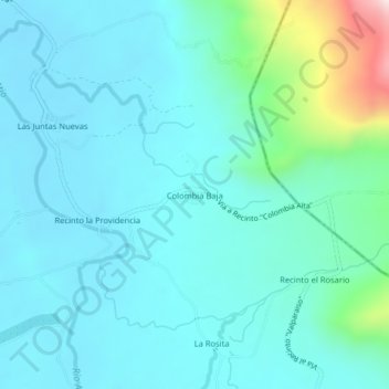 Topografische Karte Colombia Baja, Höhe, Relief