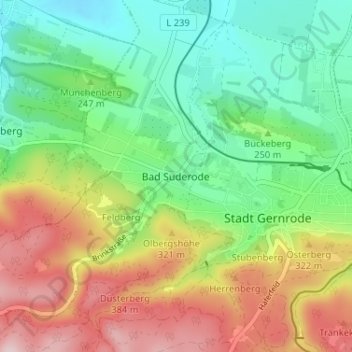Topografische Karte Bad Suderode, Höhe, Relief