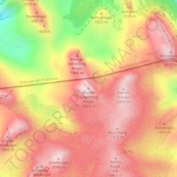 Topografische Karte Großer Scheibling Kogel, Höhe, Relief