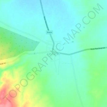 Topografische Karte Las Cañas, Höhe, Relief