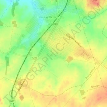 Topografische Karte Cours d'Eau, Höhe, Relief