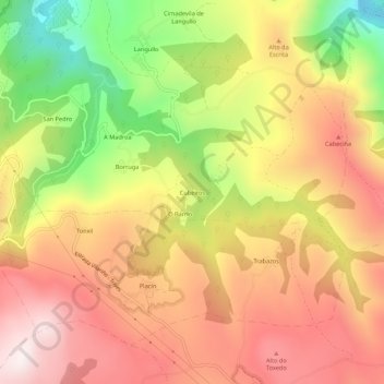 Topografische Karte Cubeiros, Höhe, Relief