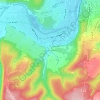 Topografische Karte Les Essarts Balangier, Höhe, Relief