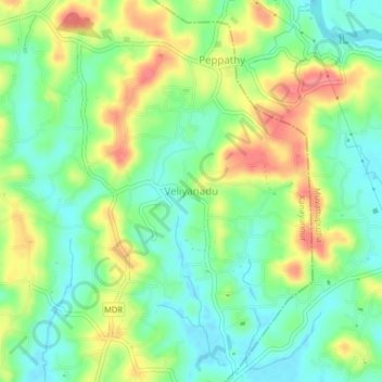 Topografische Karte Veliyanadu, Höhe, Relief