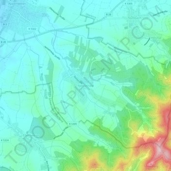 Topografische Karte Nesselried, Höhe, Relief