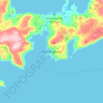 Topografische Karte Honningsvåg, Höhe, Relief