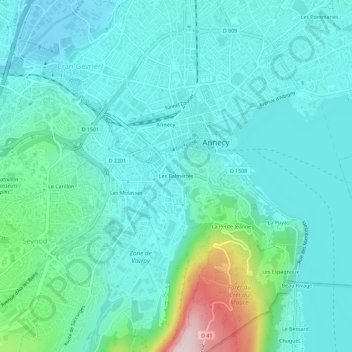 Topografische Karte Les Balmettes, Höhe, Relief