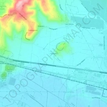 Topografische Karte Fornello, Höhe, Relief