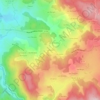 Topografische Karte La Pirotte, Höhe, Relief