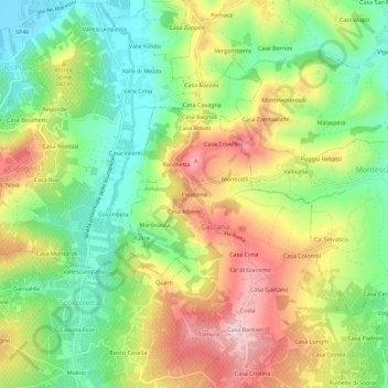 Topografische Karte Palazzina, Höhe, Relief