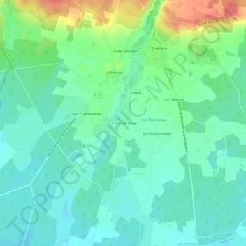 Topografische Karte La Grande Roue, Höhe, Relief