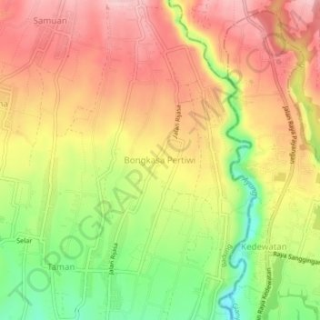 Topografische Karte Bongkasa Pertiwi, Höhe, Relief