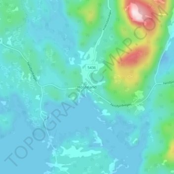 Topografische Karte Hosteland, Höhe, Relief