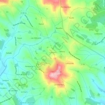 Topografische Karte Lamotte, Höhe, Relief