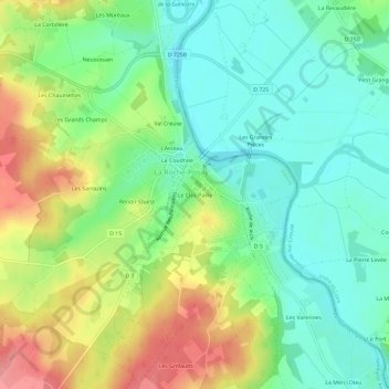 Topografische Karte Le Clos Paille, Höhe, Relief