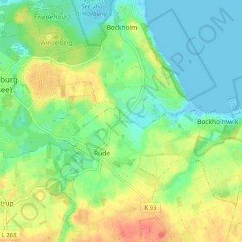 Topografische Karte Iskiersand, Höhe, Relief
