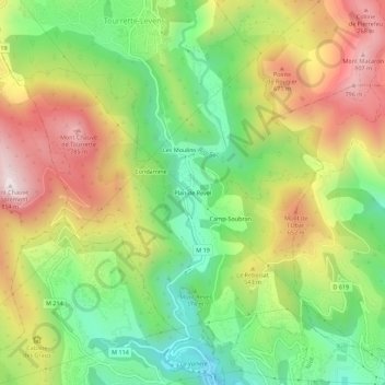 Topografische Karte Plan de Revel, Höhe, Relief